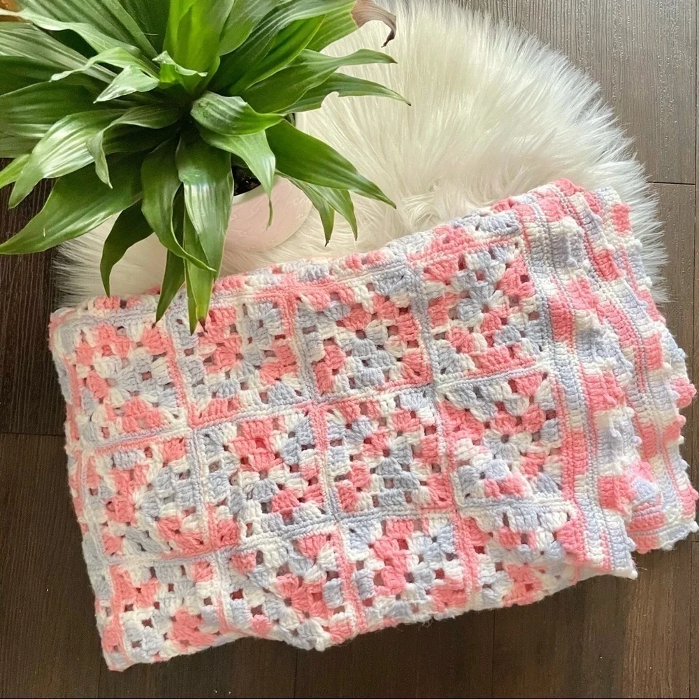 Granny square boho lap baby blanket